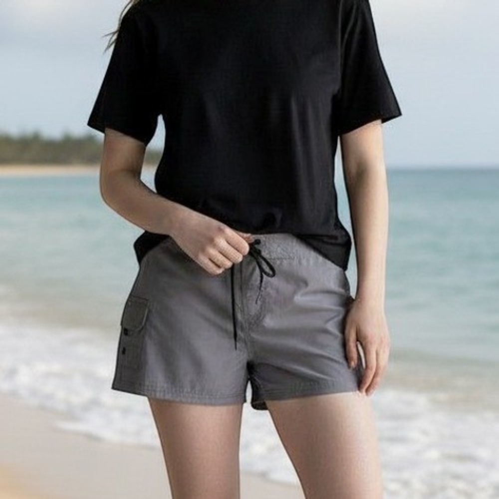 Tesla Board Shorts Womens Large Cargo Pocket Gray Polyester Beach 2.5"